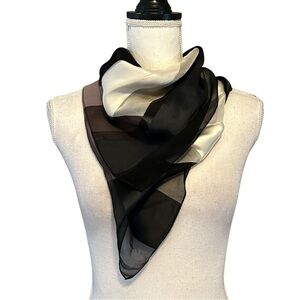 Vintage Hiroko Kapp All Silk Square 34” Scarf in Neutral Color Pallet